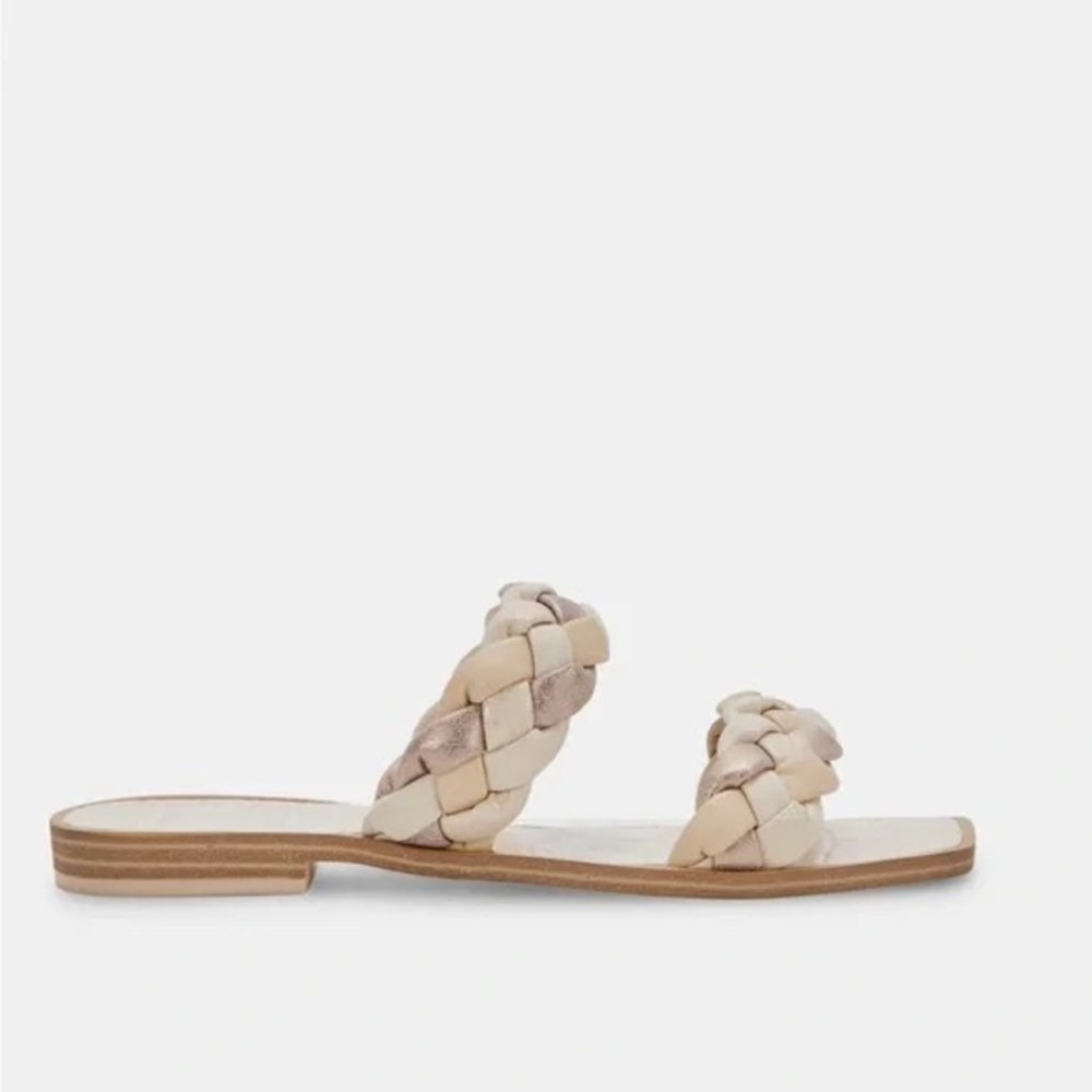 Dolce Vita Braided Cream and Silver Sandals - Picture 2 of 5